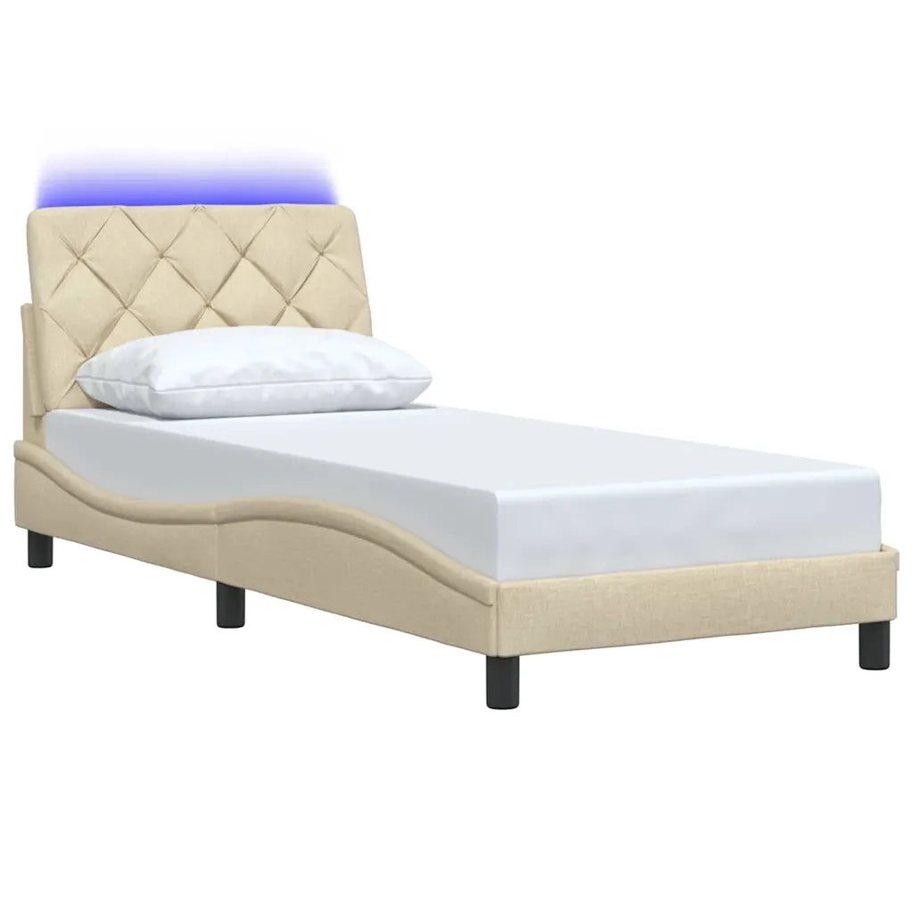 Giroletto con LED senza Materasso Crema 80x200 cm in Tessuto