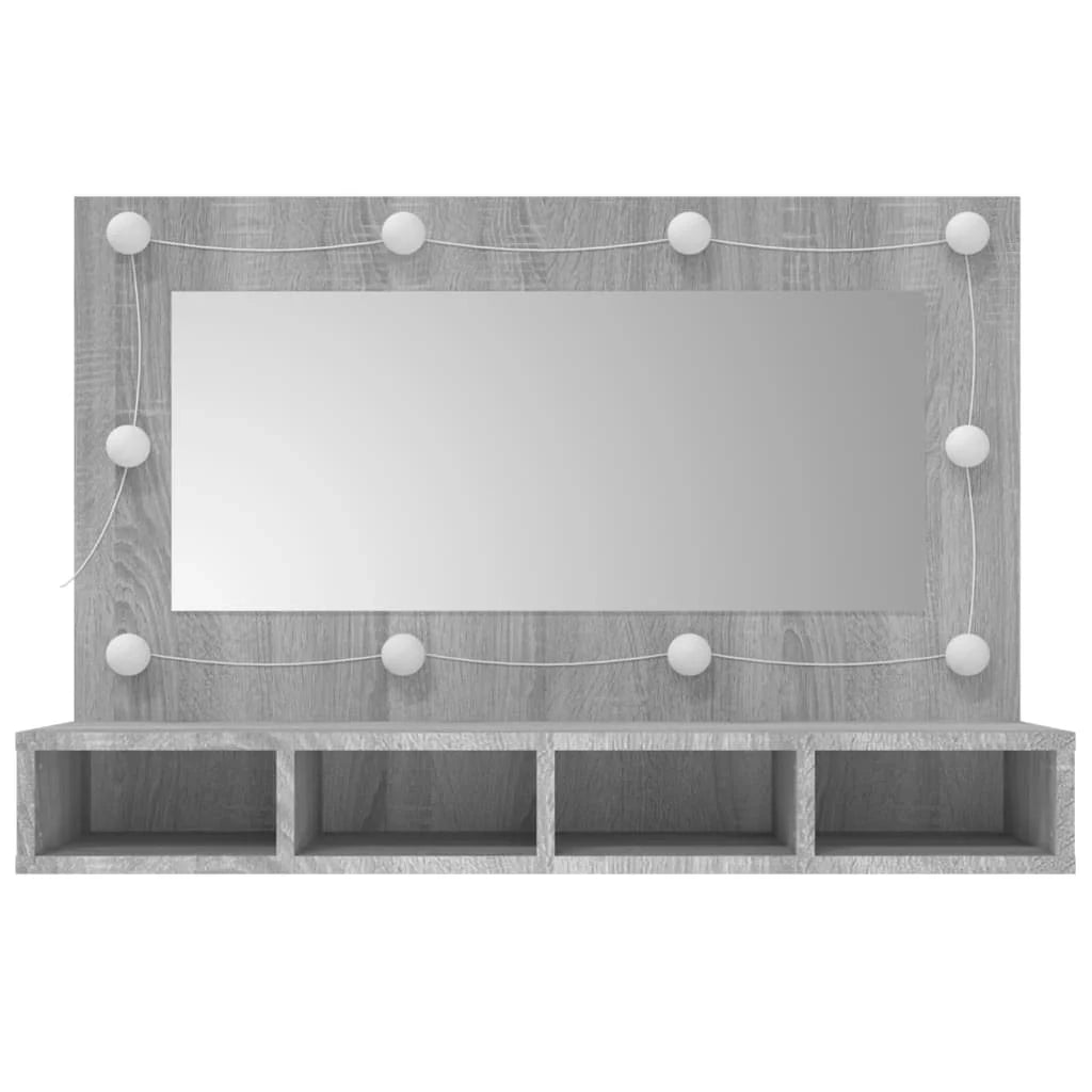 Armadio a specchio con illuminazione a LED 90 x 31,5 x 62 cm grigio 02_0006679