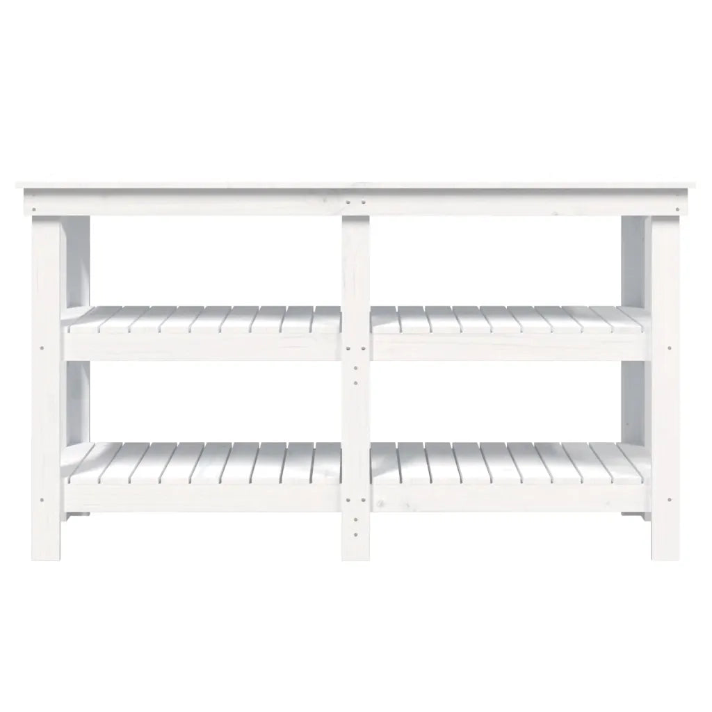 Banco da Lavoro Bianco 142,5x50x80 cm in Legno Massello di Pino CFW7951172