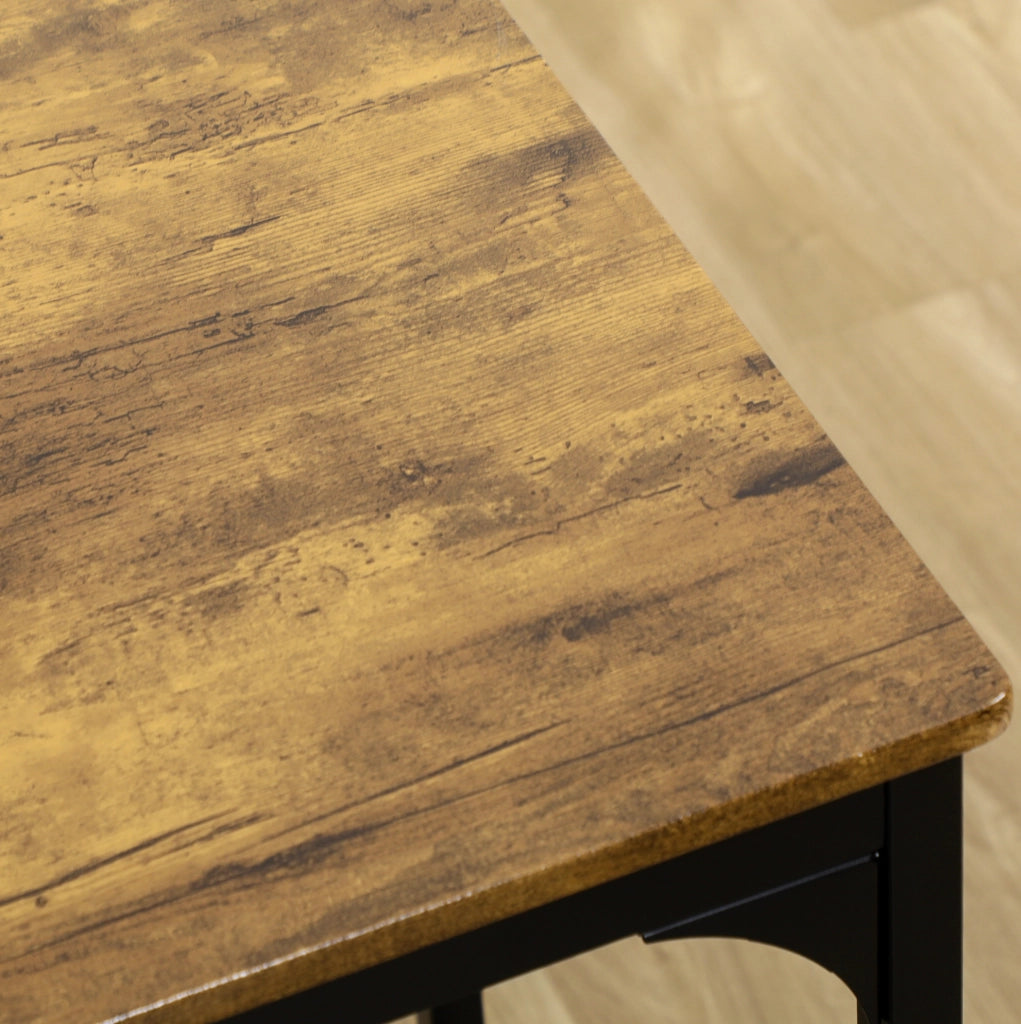 Set tavolo bar con 4 sgabelli, stile industriale, marrone e metallo