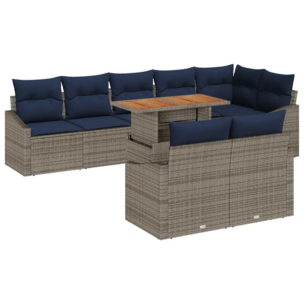 Set Divano da Giardino 9 pcs Grigio Poly Rattan 3358593