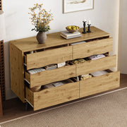 OKWISH Credenza con 6 Cassetti, Frontali Ondulati e Gambe in Metallo, per Soggiorno o Sala da Pranzo, 120×40×75,5 cm