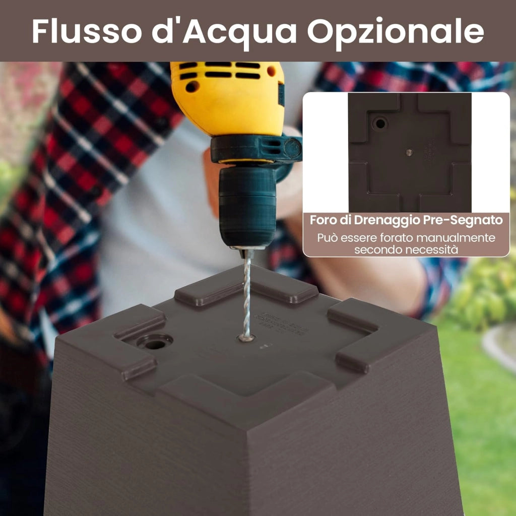 Vasi Alti per Piante, Vasi Grandi da Esterno ed Interno con Fori di Drenaggio, Contenitori Decorativi per Piante per Giardino, Balcone e Veranda (Modello 4)