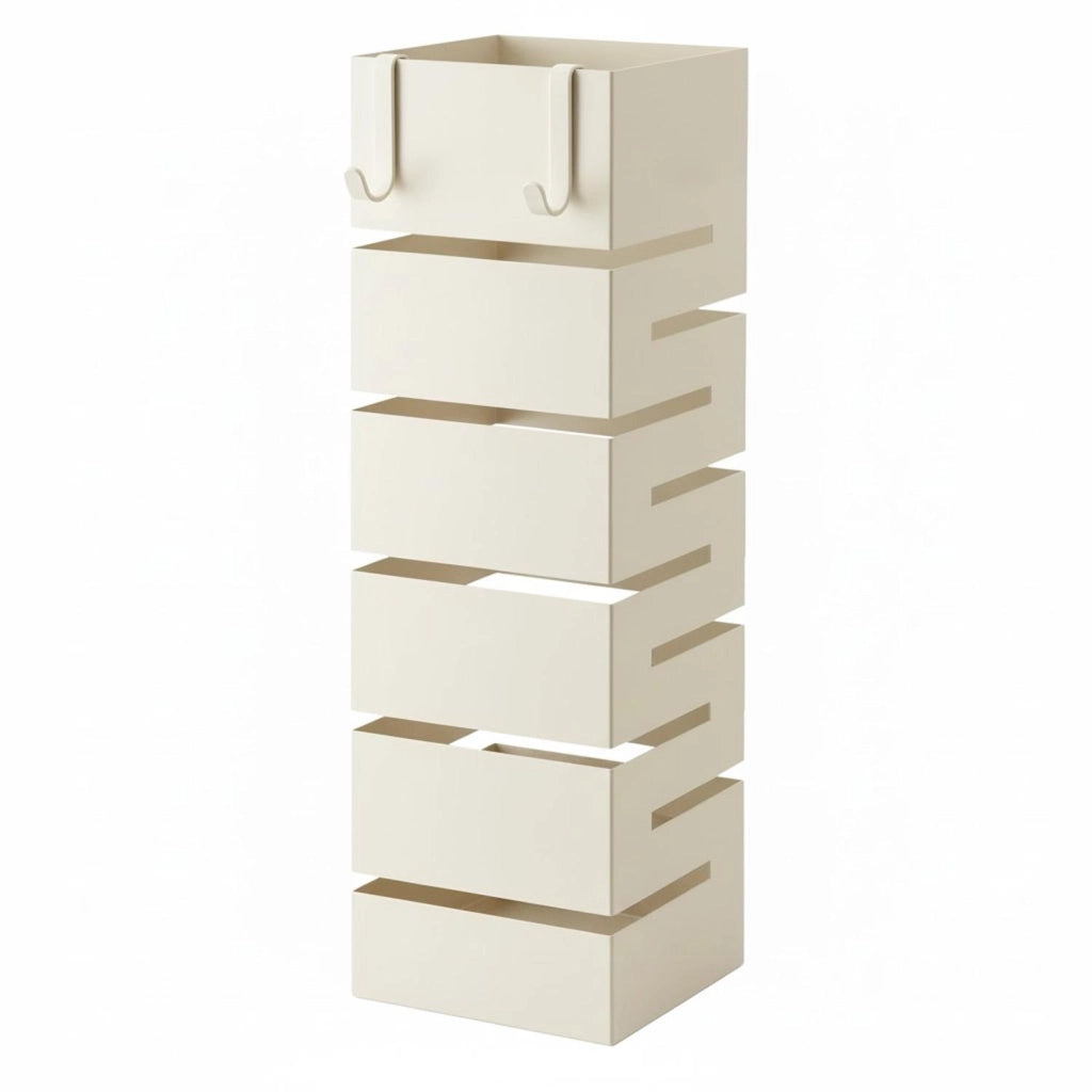 Portaombrelli Con Struttura Robusta In Acciaio Zincato Per Interno Esterno Vaschetta Scolapioggia Base Antiscivolo 2 Ganci Removibili Design Moderno Bianco 49 X 15.5 X 15.5 Cm