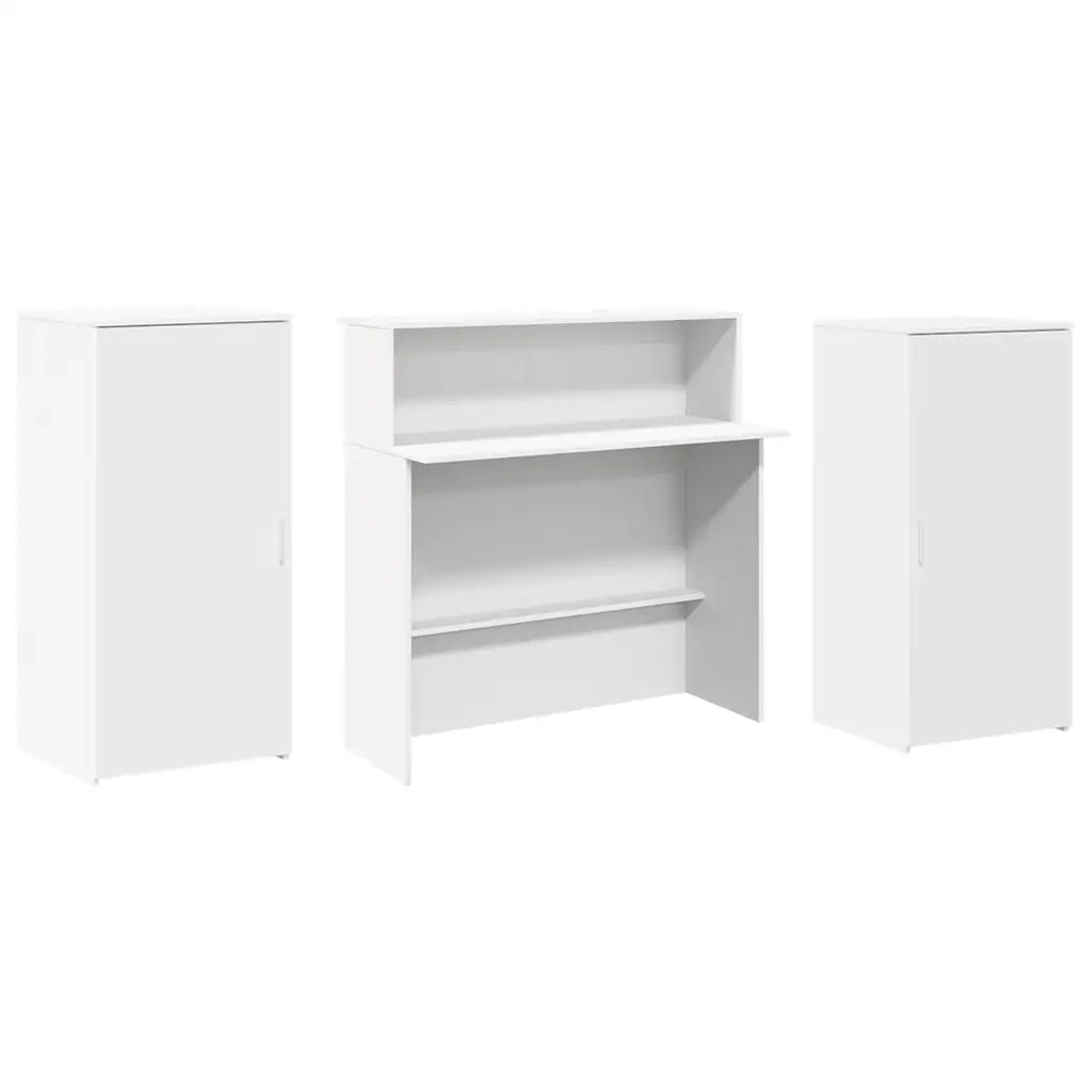 Banco Reception | Scrivania | Tavolo da Ufficio Bianco 200x50x103,5 cm in Legno Multistrato