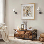 Tavolo salotto - Tavolo per soggiorno - Con ripiani - 100 x 55 x 45 cm - Tavolo divano - Struttura in metallo - Marrone