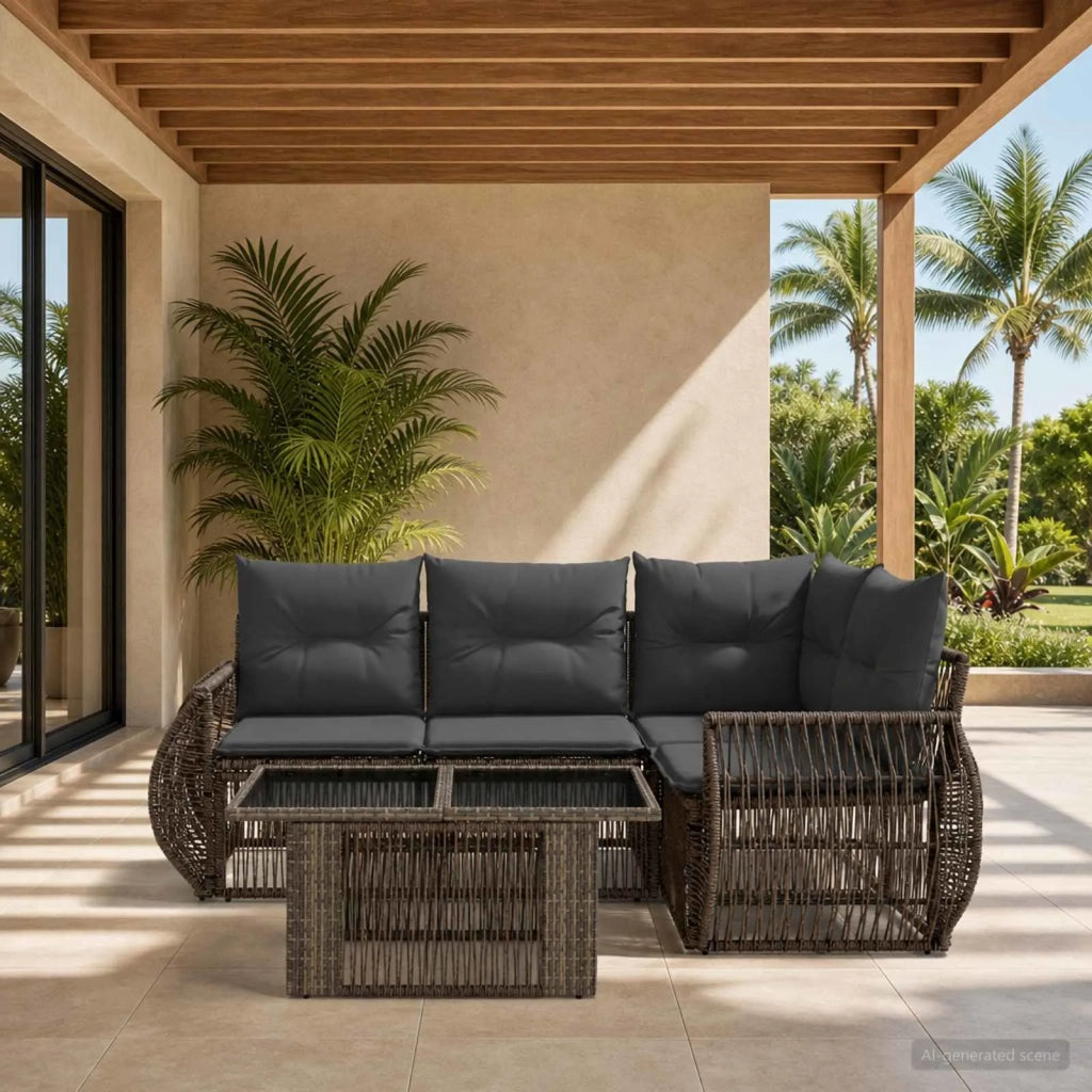 Set Divano da Giardino 5 pz Grigio e Grigio Scuro polyrattan 3436940