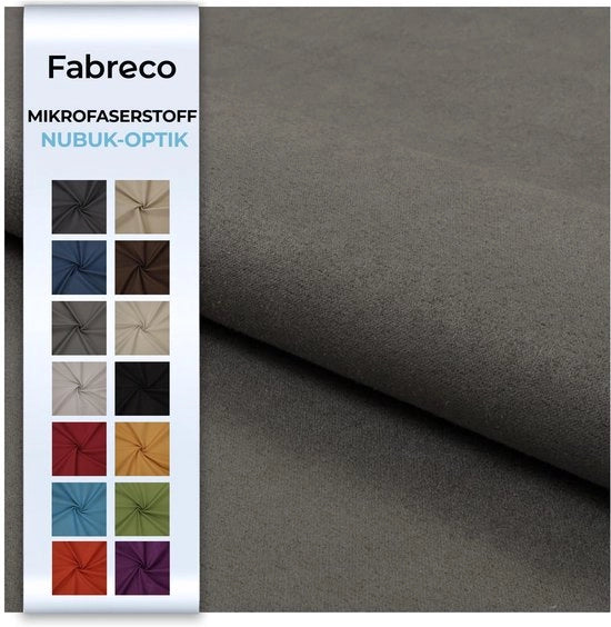 Tessuto in microvezel per metri, 148 cm largo, 100% poliestere, peso 300 g/m², microfibra, pelle a pelo, ideale per rivestimenti di divani, cuscini di divano - Grigio
