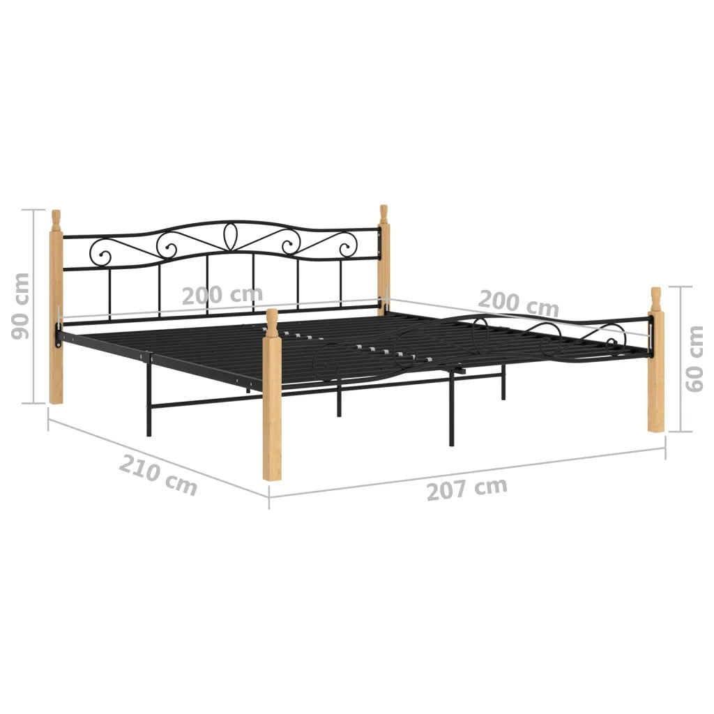 Giroletto Nero in Metallo e Legno Massello di Rovere 200x200 cm 324917
