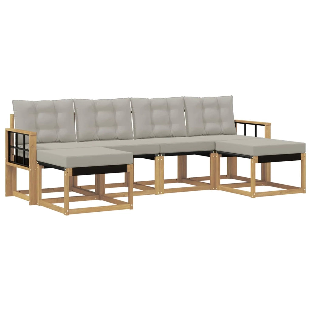 Set di divani da esterno 6 pcs Bianco e Grigio Chiaro
