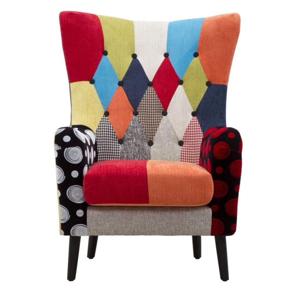 Poltrona bergere Imperial patchwork in velluto multicolor 81x92x75 cm