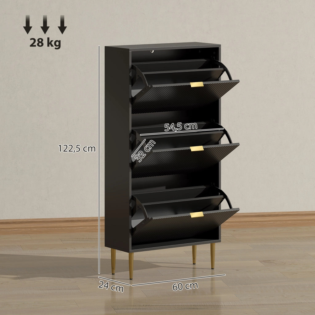 Scarpiera con cassetti e ripiani regolabili ¨C Zephmum ¨C Nero 60x24x122,5 cm