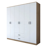 Armadio Camera da Letto Vandoies, Guardaroba Grande 5 Ripiani, 210x210h cm Bianco