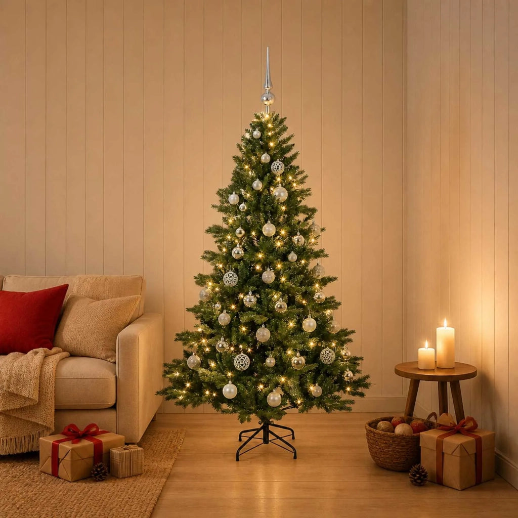 Albero di Natale artificiale con palline 150 cm 150 LED 3465960