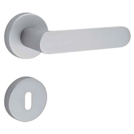MANIGLIA 'SHAPE' CON ROSETTA E BOCCHETTA Cromo satinato - 2 coppie- FIMET MANIGLIE