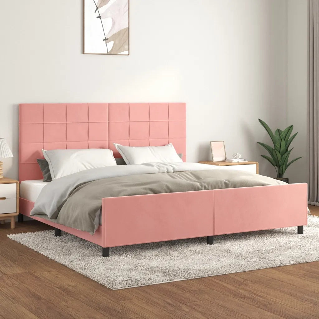 Giroletto con Testiera-Struttura Letto con testiera Rosa 200x200 cm in Velluto 978109