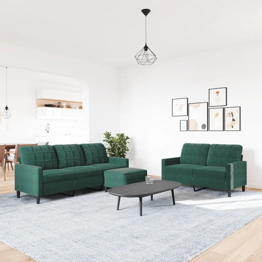 Set di Divani 3 pz con Cuscini Verde scuro in Velluto 3278403