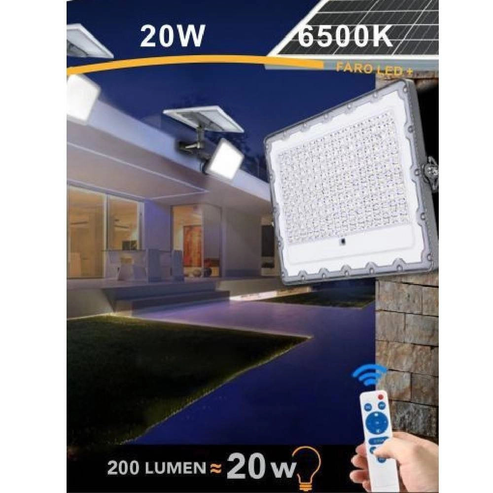 Trade Shop - Faro Led Solare Crepuscolare 20w Pannello Energia Solare Telecomando Ip65 Sl-20w -