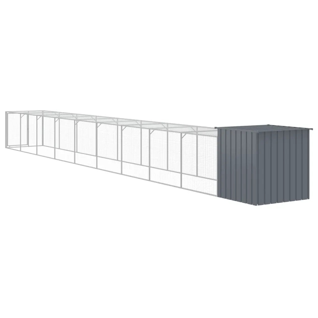 Pollaio con Area Corsa Antracite 110x1017x110cm Acciaio Zincato 3189092