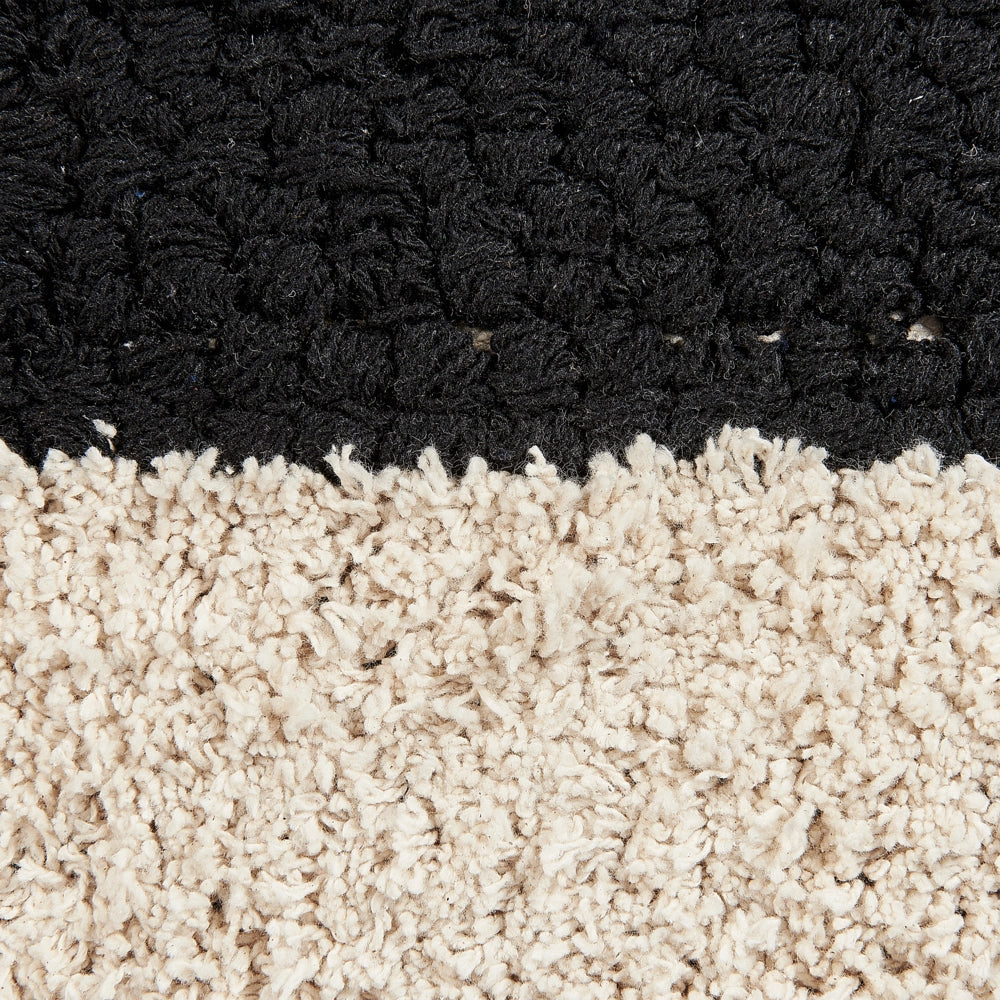 Set di 2 cuscini decorativi in cotone beige e nero 50 x 50 cm motivo geometrico fatto a mano sfoderabile con imbottitura