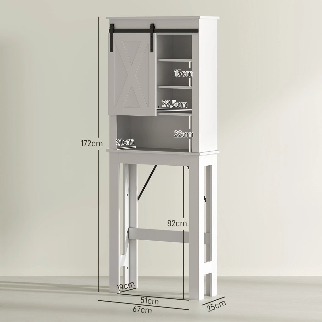 Mobile WC con porta scorrevole e 6 scomparti ¨C Zephmum ¨C Bianco
