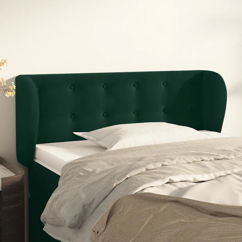 Testiera | Testata ad Orecchio Verde Scuro 83x23x78/88 cm in Velluto