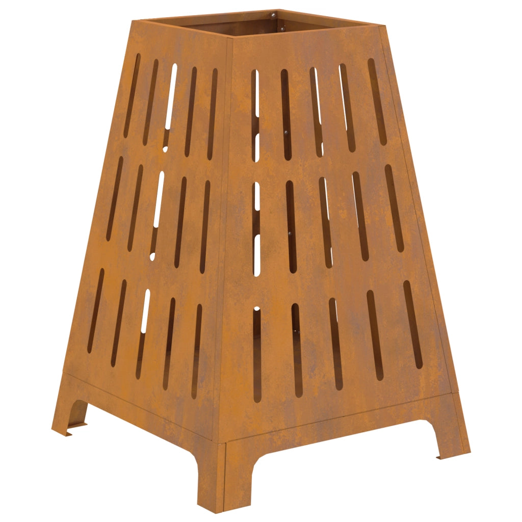 Focolare Quadrato 50x50x70 cm Acciaio Invecchiato