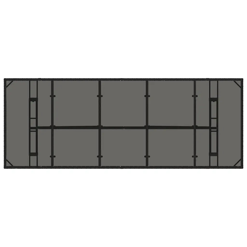 Tavolo da Giardino | Tavolino da esterno Piano in Vetro Nero 240x90x75 cm Polyrattan