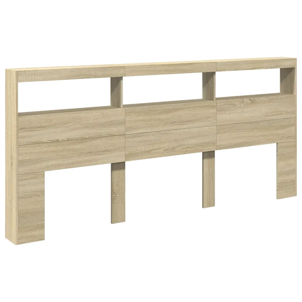 Testiera con Contenitore a LED Rovere Sonoma 220x17x102 cm 839226