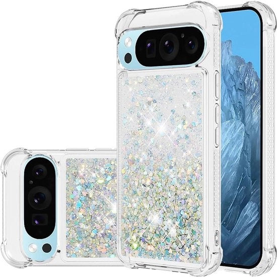 Case glitterato per Google Pixel 9 Pro XL - Donna Ragazza Bling Sparkle Deluxe Drijvend Drijfzand - Amore