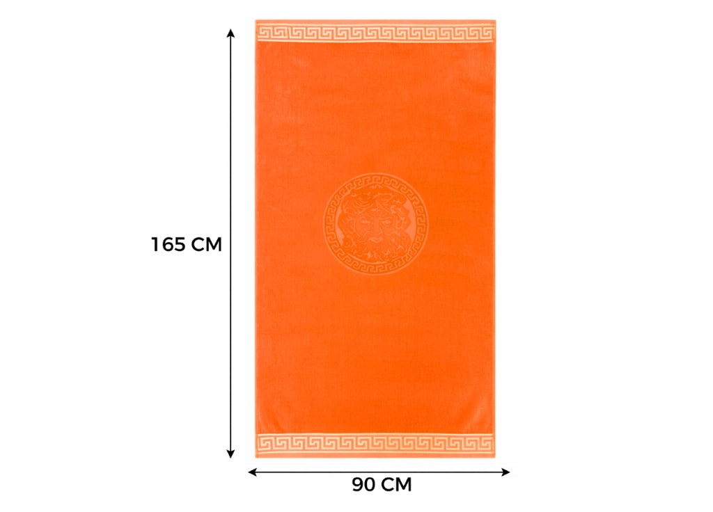 Telo Mare Jacquard Spugna Asciugamano Spiaggia Disegno Cameo Fluo - Telo Mare - Arancio