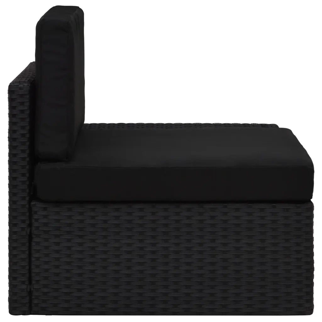 Divano ad Angolo Modulare Bracciolo Sinistro in Polyrattan Nero 49499