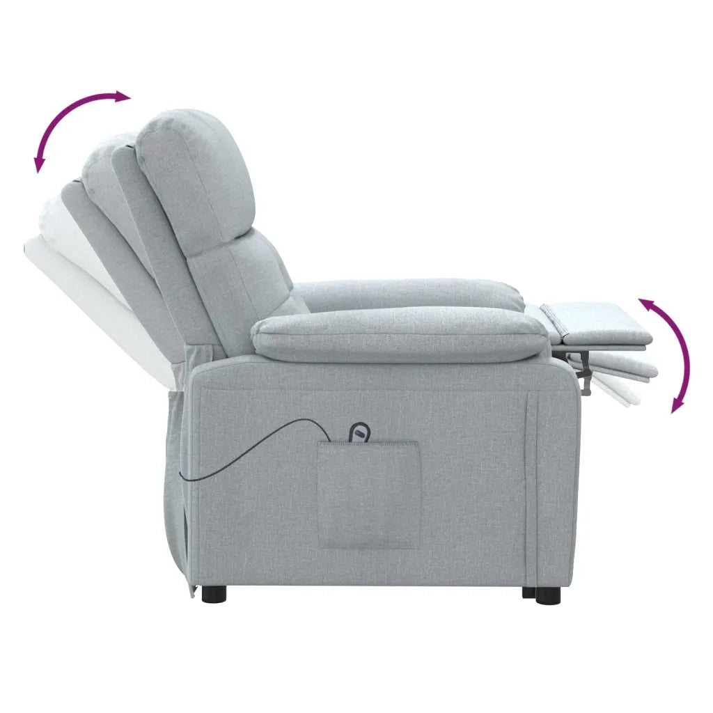 Poltrona Elettrica Reclinabile Grigio Chiaro in Tessuto 3073802
