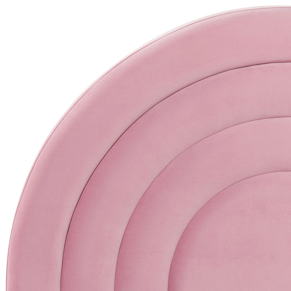 Letto con Contenitore in tessuto bouclè rosa, Misura Singola 90 x 200 cm Design Minimalista Retro con Testiera a Mezza Luna