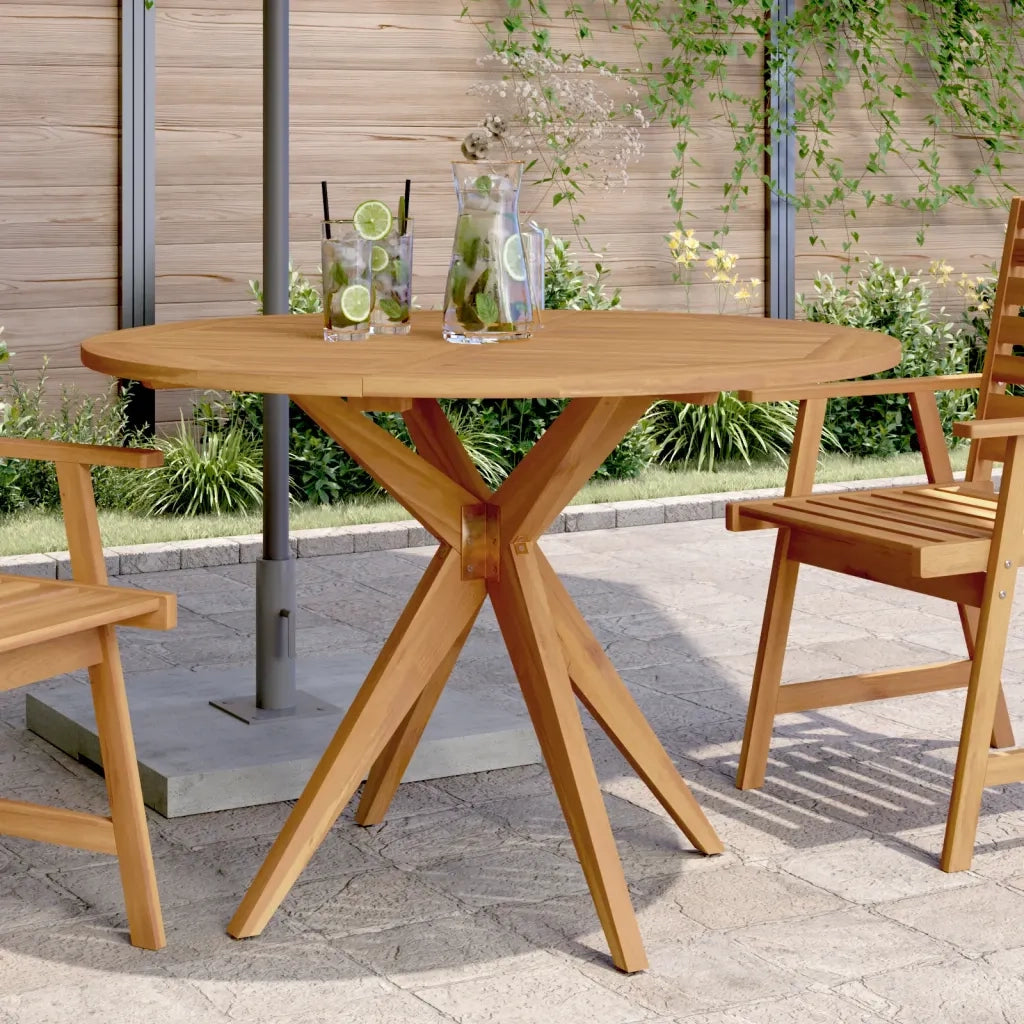 vidaXL Tavolo da Giardino Rotondo Ø110x75cm in Legno Massello Acacia