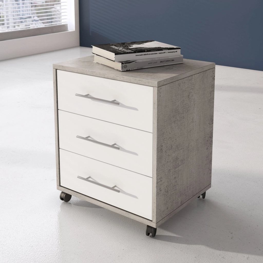 Pisano, Cassettiera 3 Cassetti, 43x40x57h cm Grigio Cemento