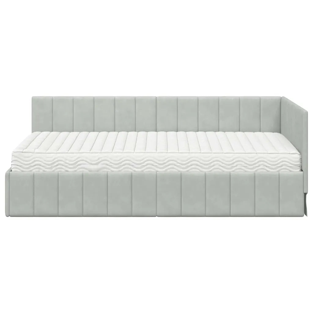 Struttura Letto Angolare con Materasso 2 pcs Grigio chiaro