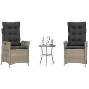 Set da Bistrò 3 pz con Cuscini Grigio Chiaro in Polyrattan