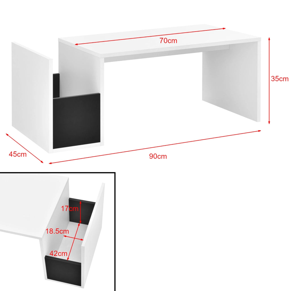 Tavolino da Salotto Bollnäs con Vano Aperto Laterale 90 x 45 x 35 cm - Bianco [en.casa]