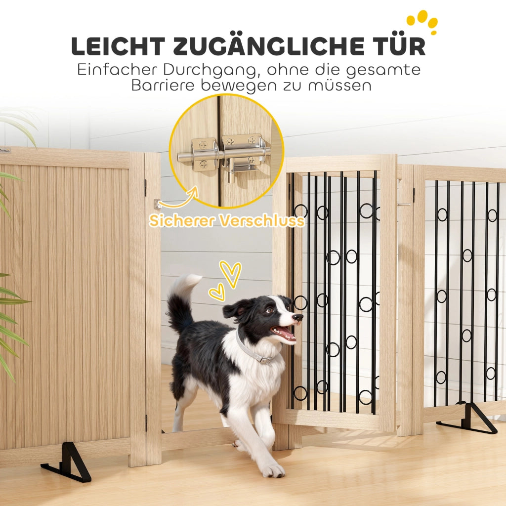 Cancello per animali domestici ¨C zephmum ¨C Grigio, MDF, Acciaio, 4 Pannelli