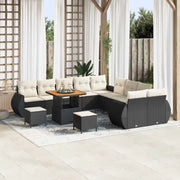 Set Divano da Giardino con cuscino 13 pcs Nero e crema 3363880