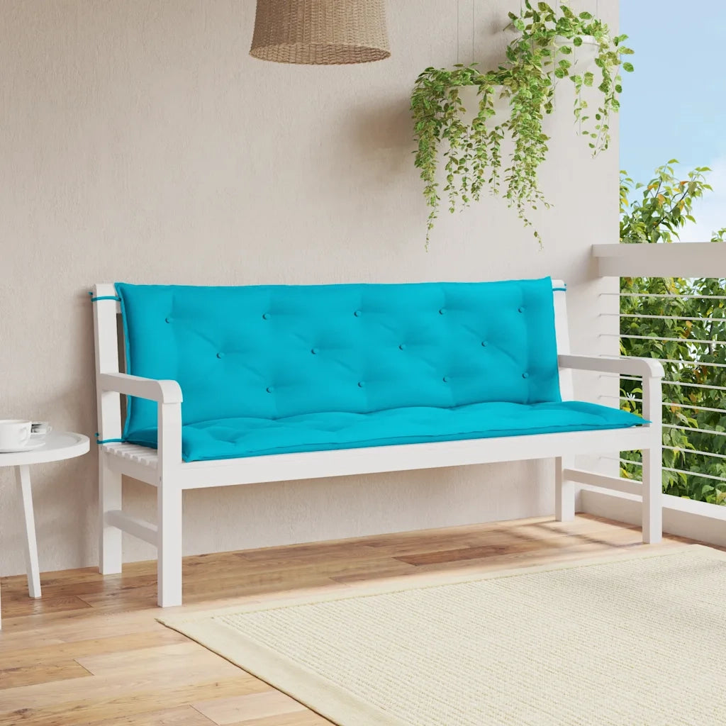 Cuscini per Panca da Giardino 2 pz-Set di 2 Cuscini per panchina da esterno Turchese 150x50x7 cm Tessuto