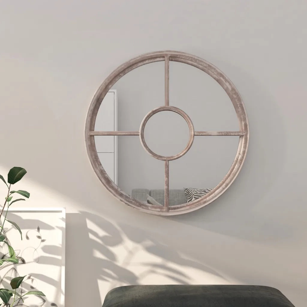vidaXL Specchio Sabbia 40x4 cm Ferro Rotondo per Uso Interno