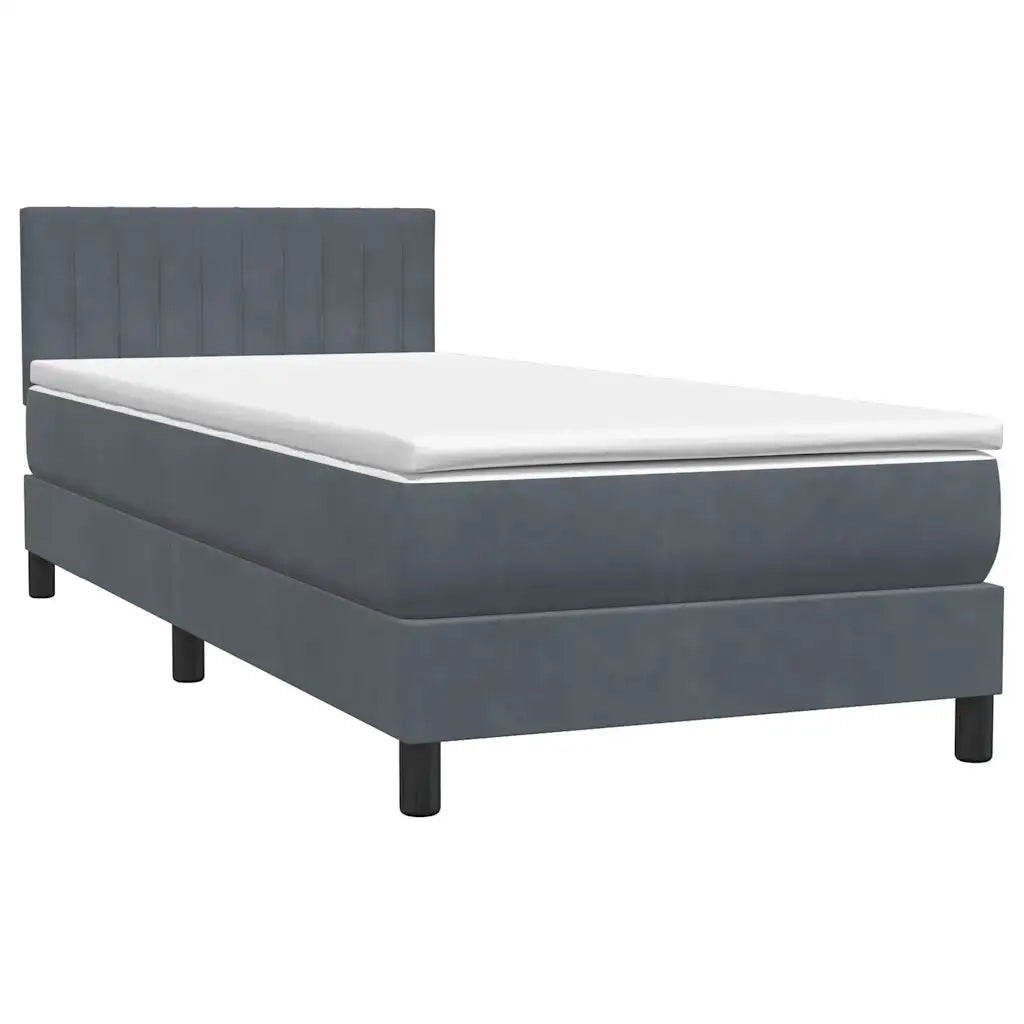 Letto singolo | Letto per adulti | Letto a Molle con Materasso e LED Grigio Scuro 80x220 cm Velluto
