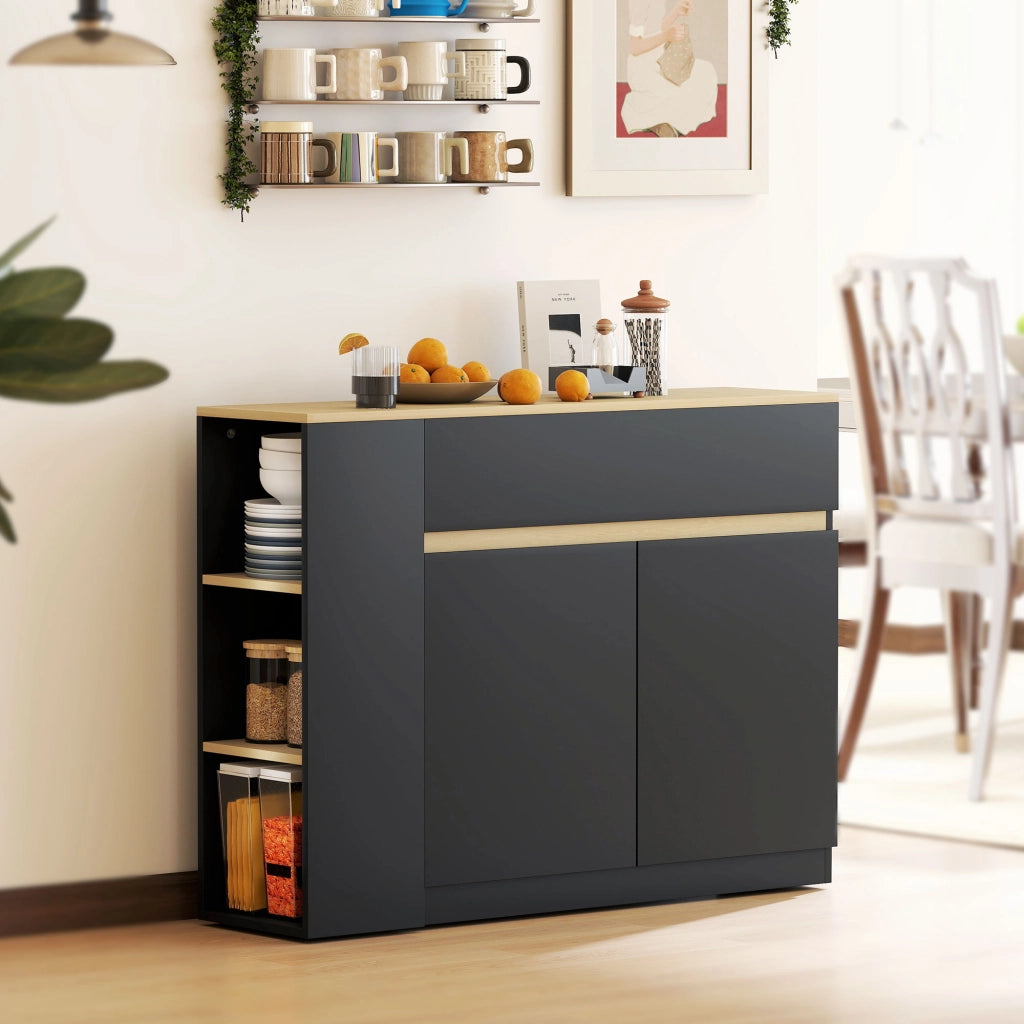 Credenza con cassetti e ante ¨C zephmum ¨C 110x29.5x82 cm nero