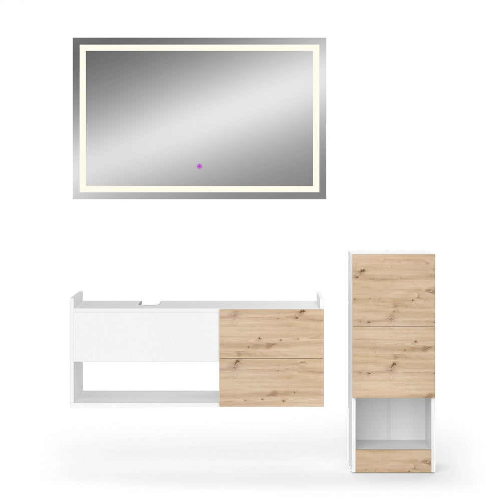 Vicco Set di mobili da bagno Bianco 3 parti, con mobile midi
