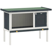 Gabbia per conigli con tettuccia apribile e porta ¨C zephmum ¨C 90x45x65 cm grigio scuro e bianco