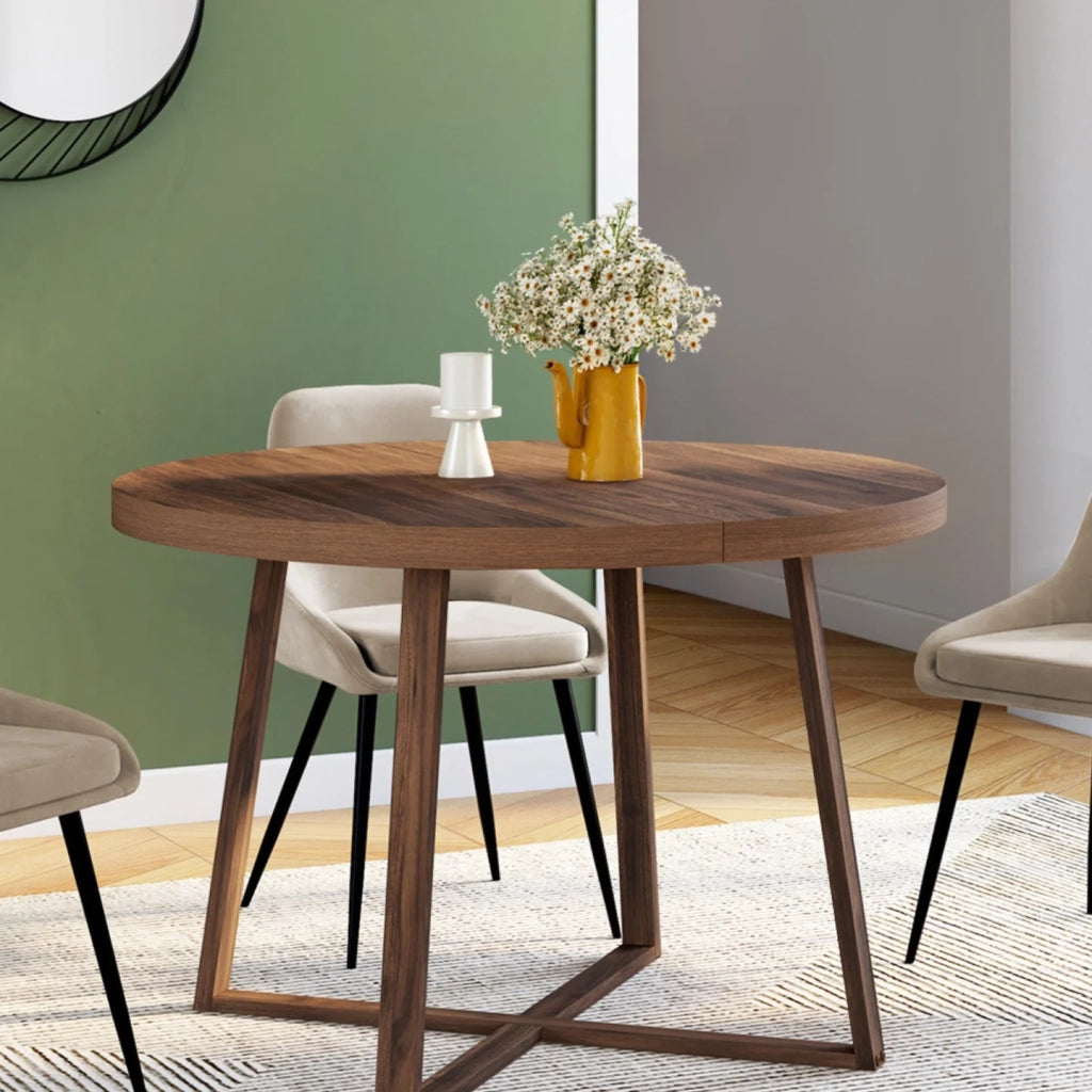 IDMarket - SELMA tavolo da pranzo rotondo allungabile 4-8 persone noce 110-150 cm