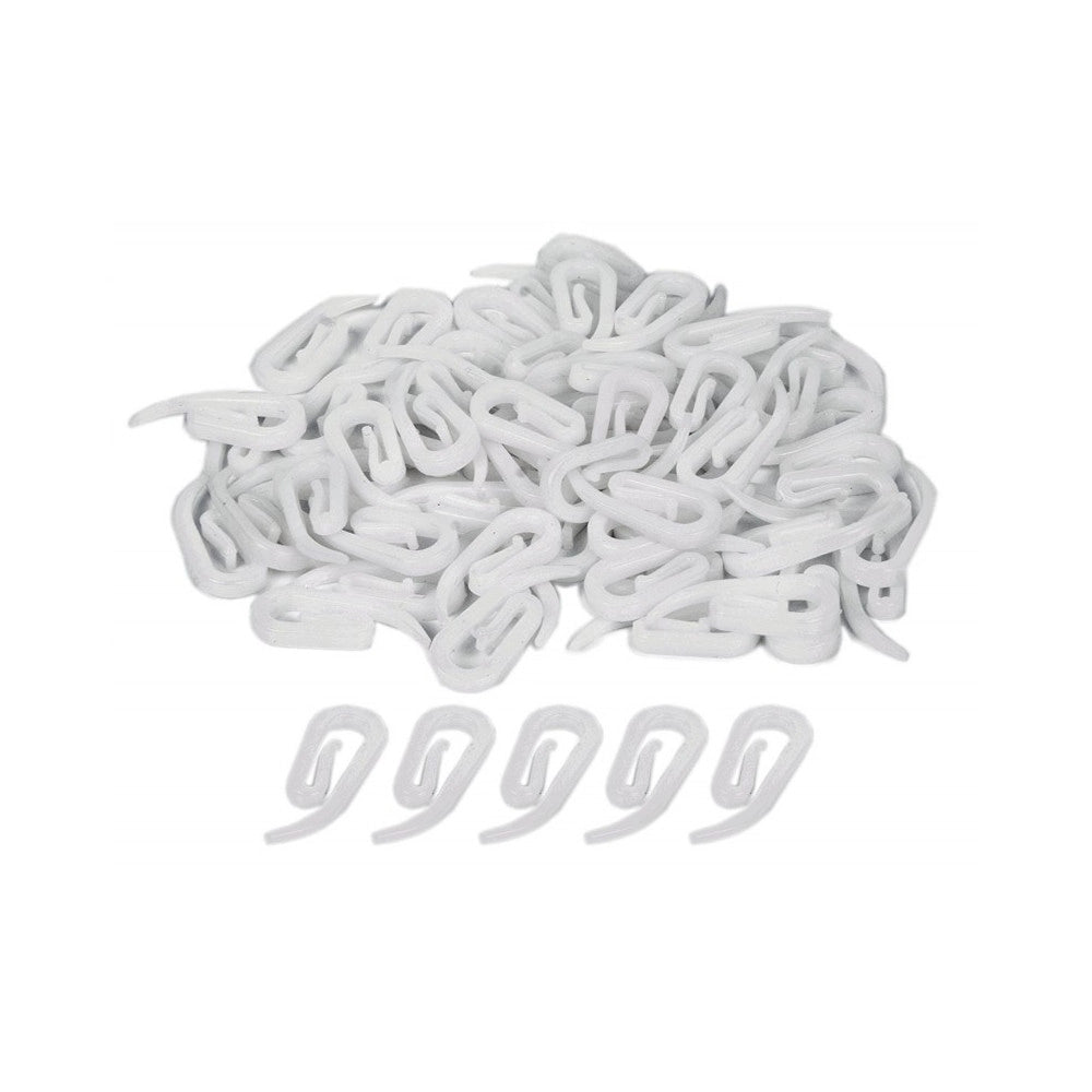 Trade Shop - 60 Pezzi Ganci In Plastica Bianco A Proboscide Papera 25mm Per Tende Tenda -