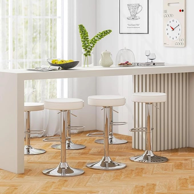 2 Sgabelli Regolabile in Altezza in Finta Pelle 63-84,5 cm, Sgabello Cucina Girevole con Poggiapiedi e Base Antiscivolo, Sedia Portata 115 kg per Sala da Pranzo e Penisola Cucina